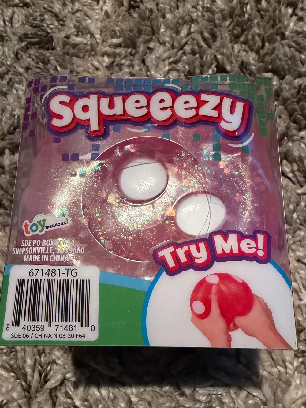 Squeeezy Pink Dice Glitter